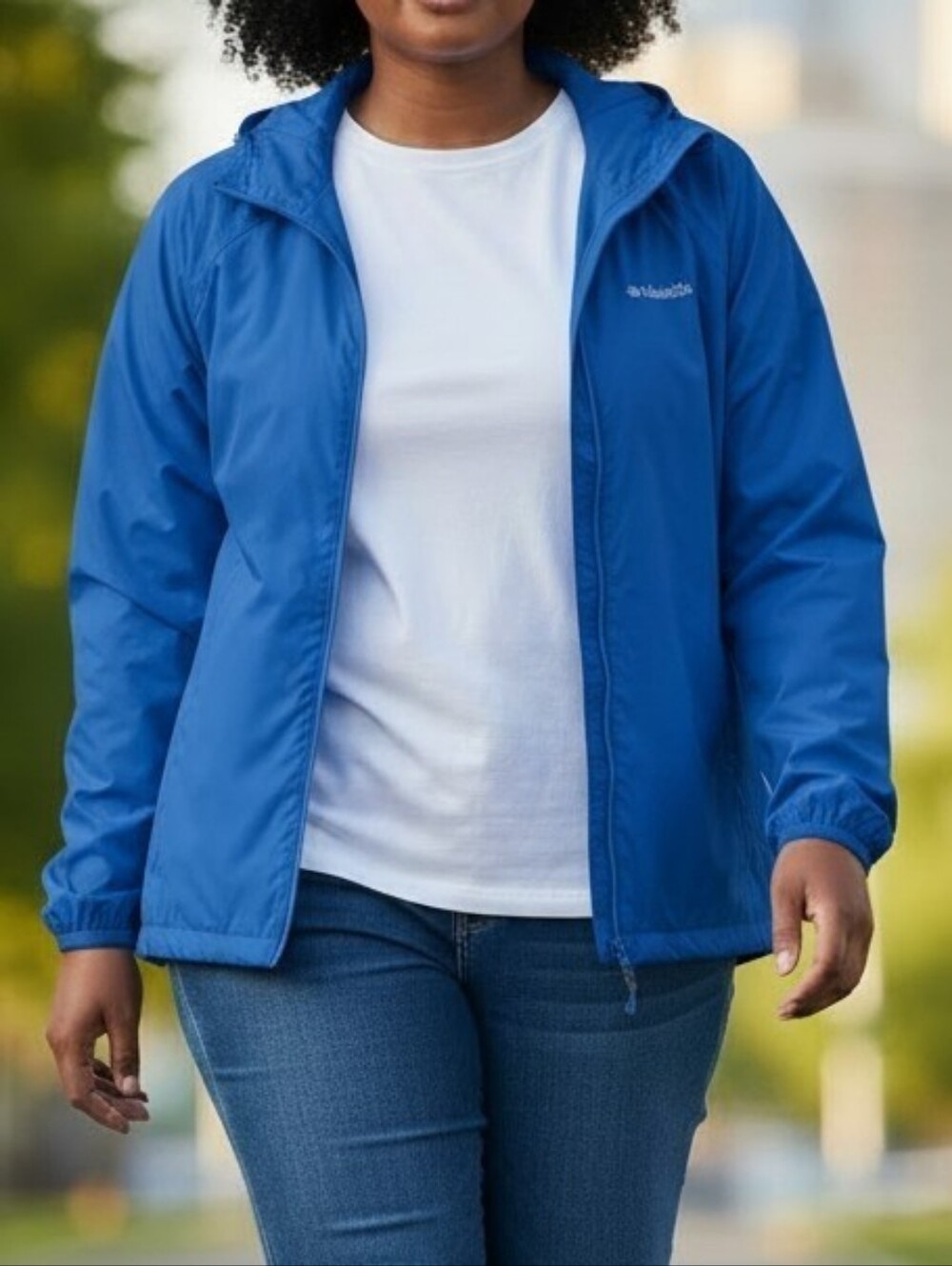 COLOMBIA Women's Light Blue Packable Rain Jacket